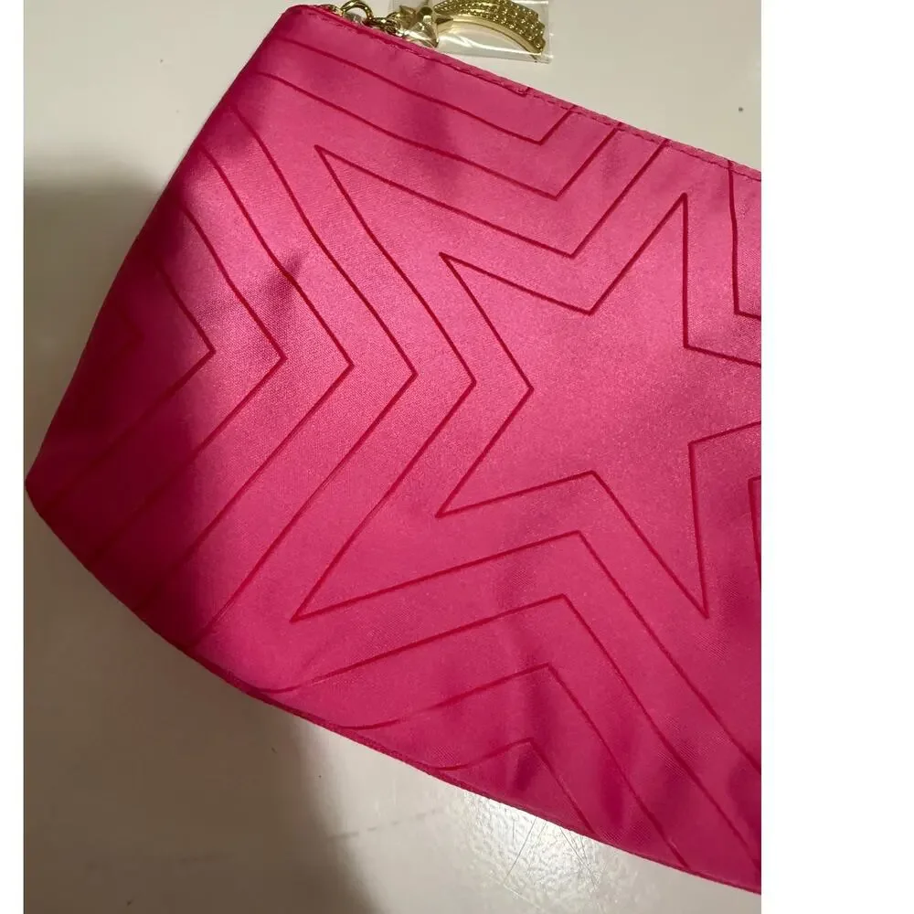 Estee Lauder Pink Star Pattern Clutch / Travel Pouch - Zip Closure